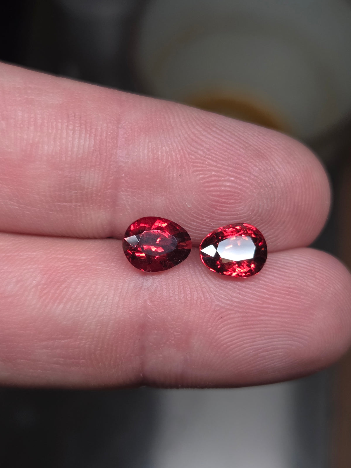 Appairage de grenats Malaya rouges de Tanzanie — 3,42 ct